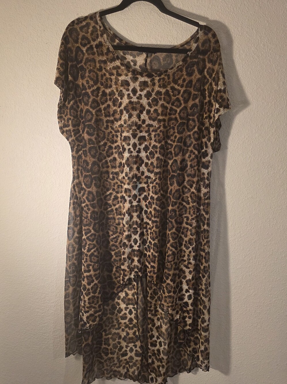 Leopard Print Women's Tunic hi/lo Top - Brown/Black